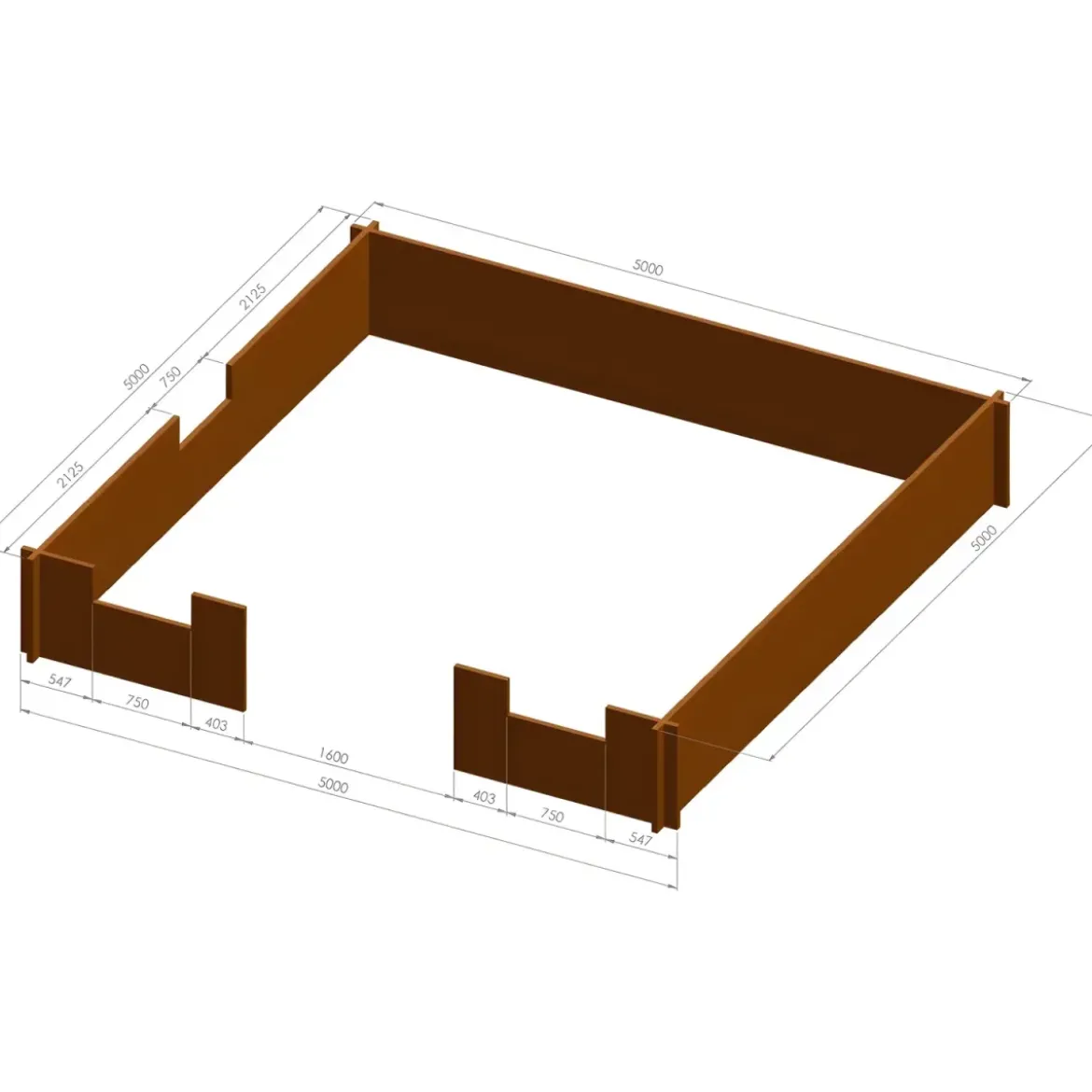 Casetta in Legno 5x5 mt 44 mm Rimessa Attrezzi Blockhouse da Giardino