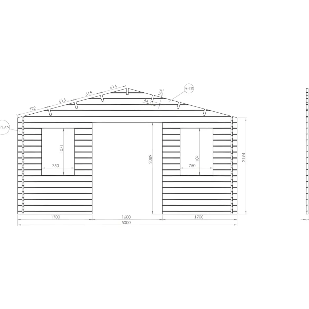 Casetta in Legno 5x5 mt 44 mm Rimessa Attrezzi Blockhouse da Giardino