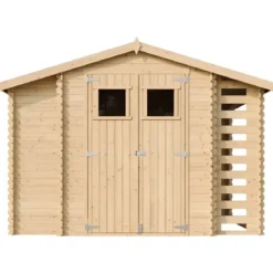 Casetta in Legno 328x206x218 cm Box Legnaia con Pavimento