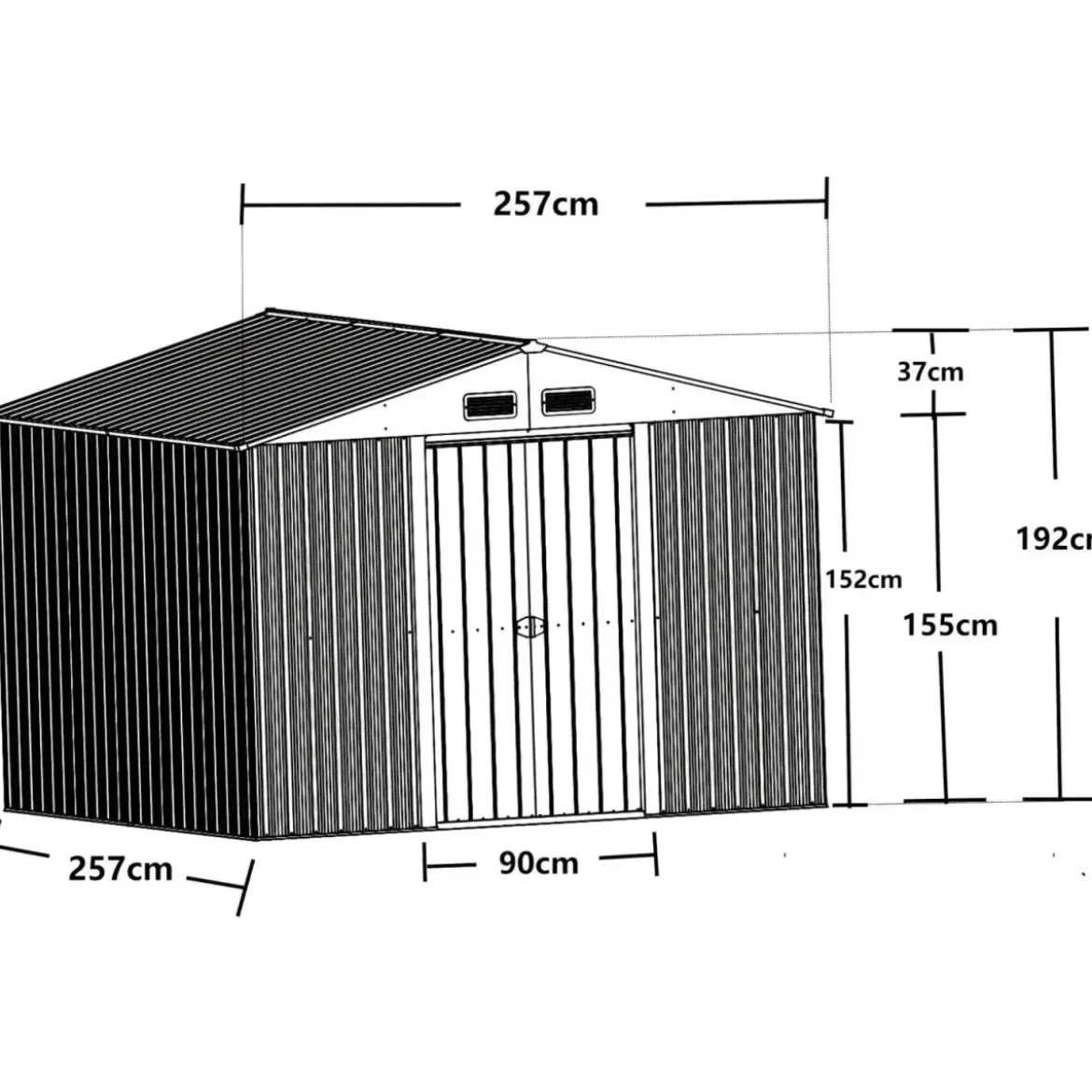 Casetta in Metallo 257x257 cm Deposito da Giardino Box Doppia Porta