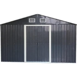 Casetta in Metallo 257x257 cm Deposito da Giardino Box Doppia Porta