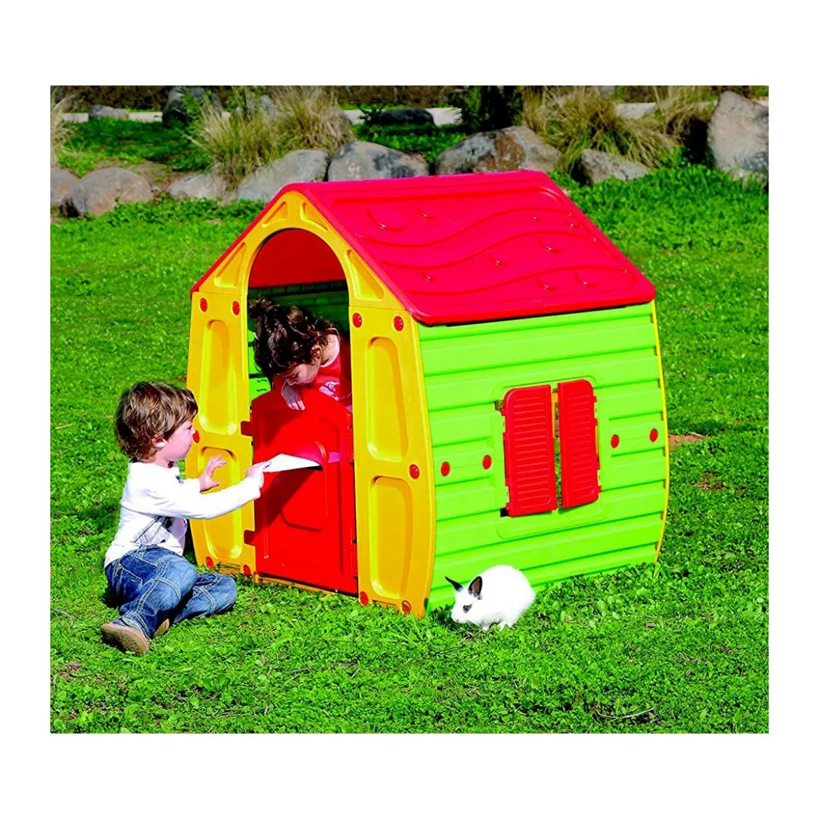 Casetta in Resina Plastica per Bambini da Giardino Esterno Giocattolo Bimbi PVC
