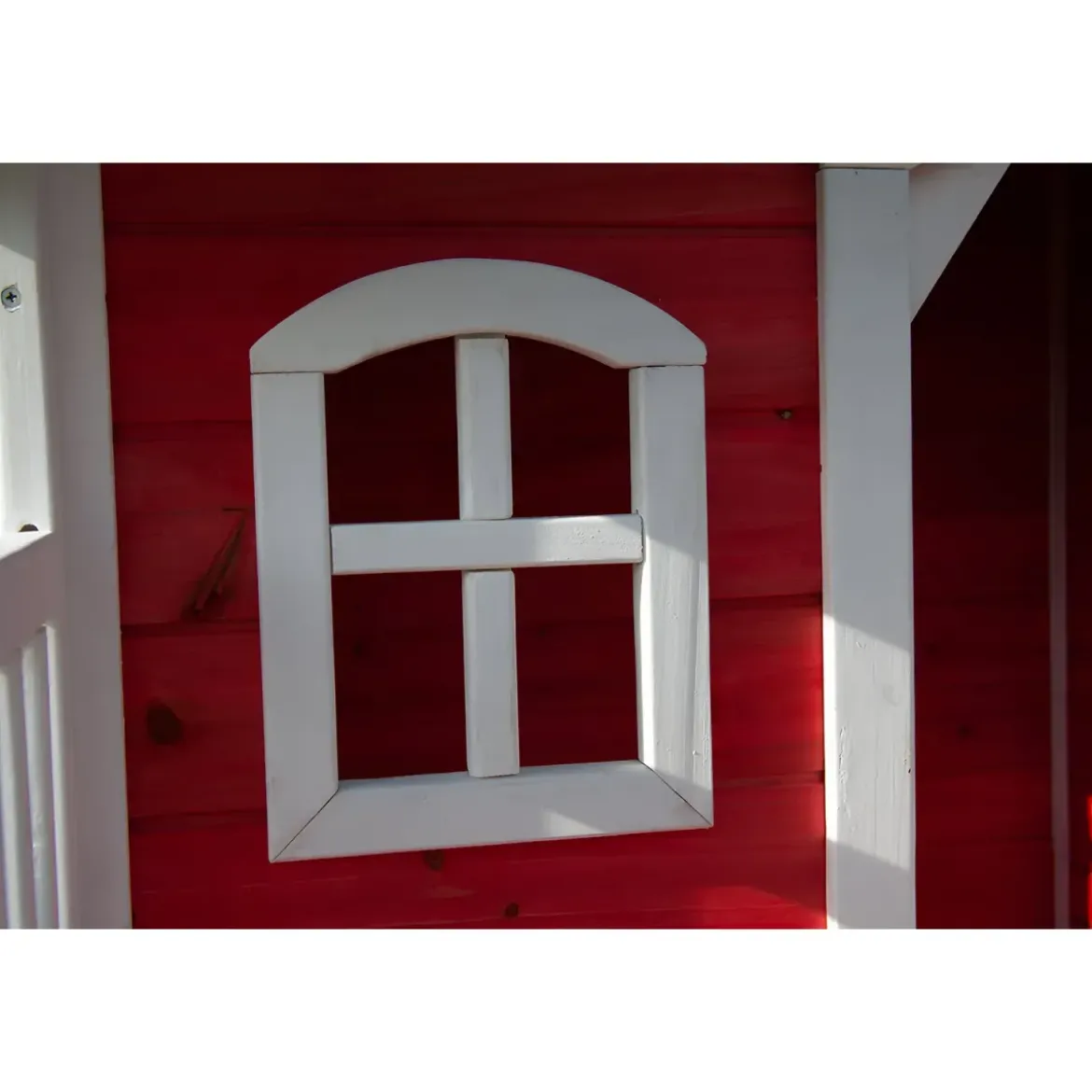 Casetta Legno per Bambini 113x97 cm Rosso con Pavimento da Giardino