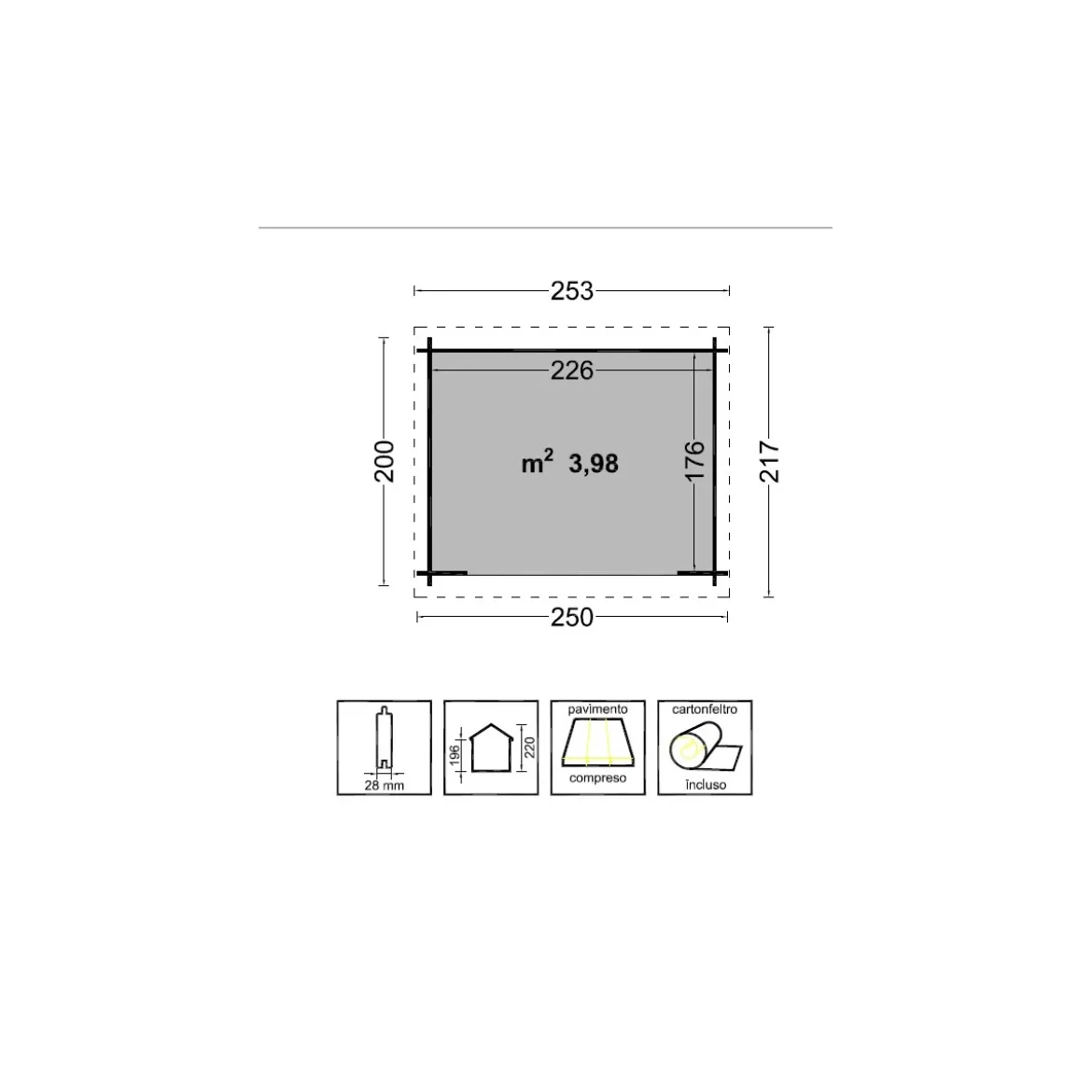 Casetta 28 mm in Legno 2.5x2 Giardino Attrezzi Blockhouse Box Ripostiglio Rimessa