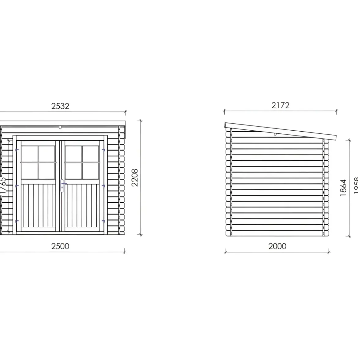 Casetta 28 mm in Legno 2.5x2 Giardino Attrezzi Blockhouse Box Ripostiglio Rimessa