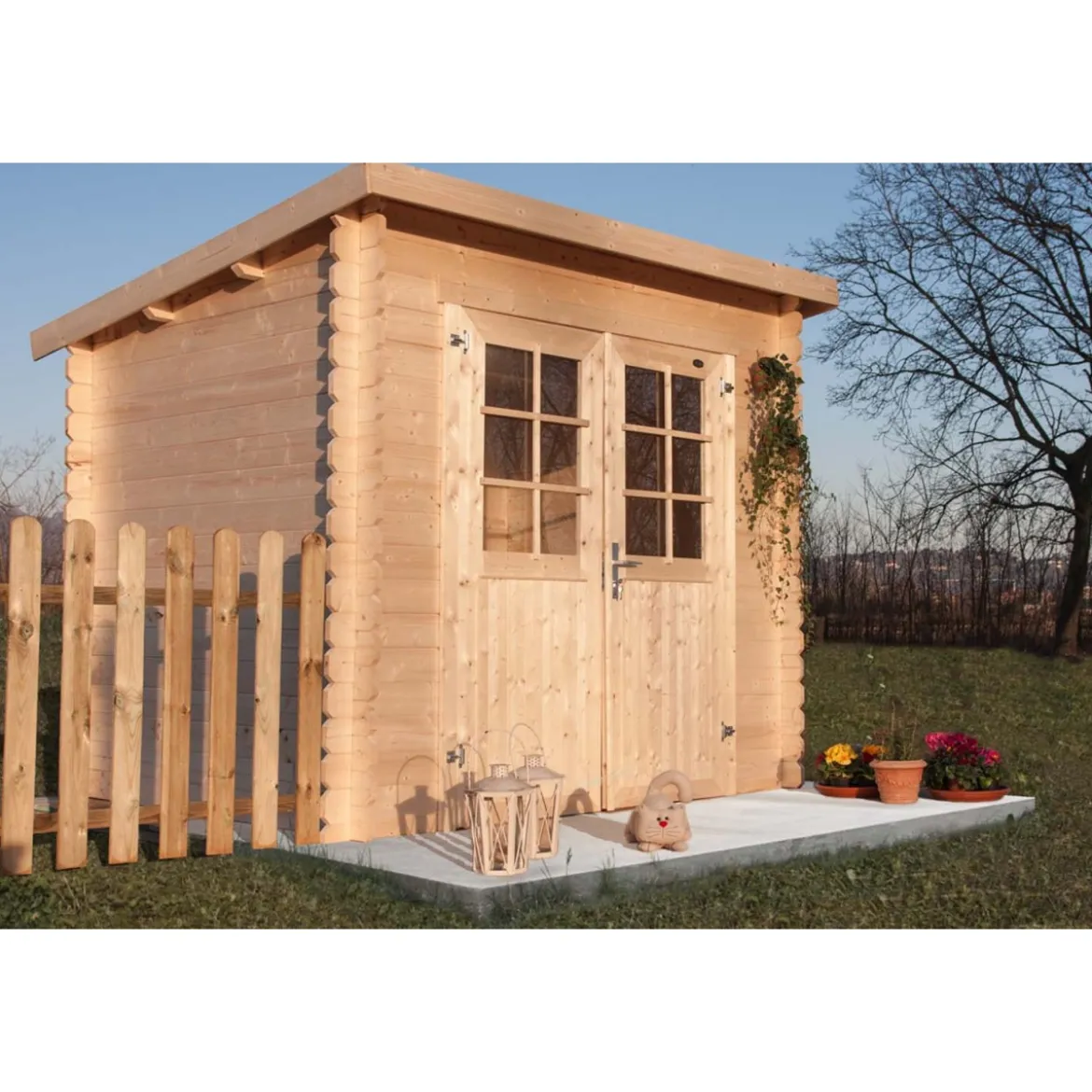 Casetta 28 mm in Legno 2.5x2 Giardino Attrezzi Blockhouse Box Ripostiglio Rimessa