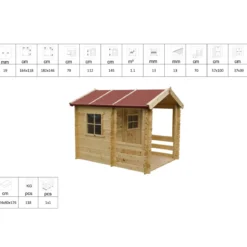Casetta per Bambini Timbela con Veranda da Giardino in Legno di Pino