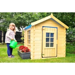 Casetta per Bambini Timbela con Tetto Blu Colorato per Gioco all'Aperto