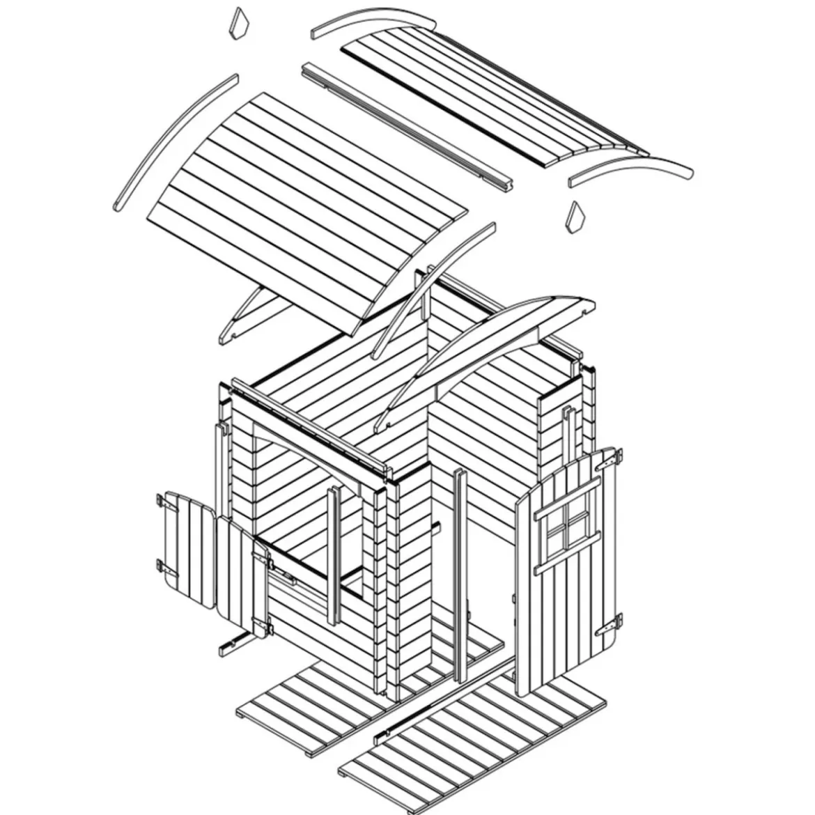 Casetta per Bambini Timbela in Legno Assemblabile da Esterno e Giardino