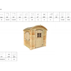 Casetta per Bambini Timbela in Legno Assemblabile da Esterno e Giardino