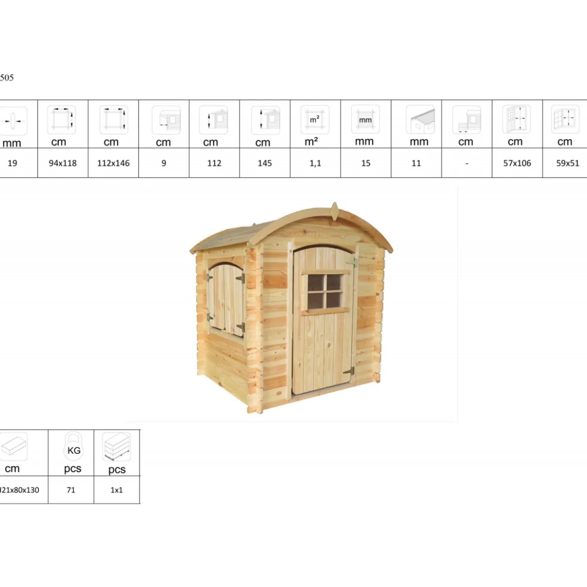 Casetta per Bambini Timbela in Legno Assemblabile da Esterno e Giardino