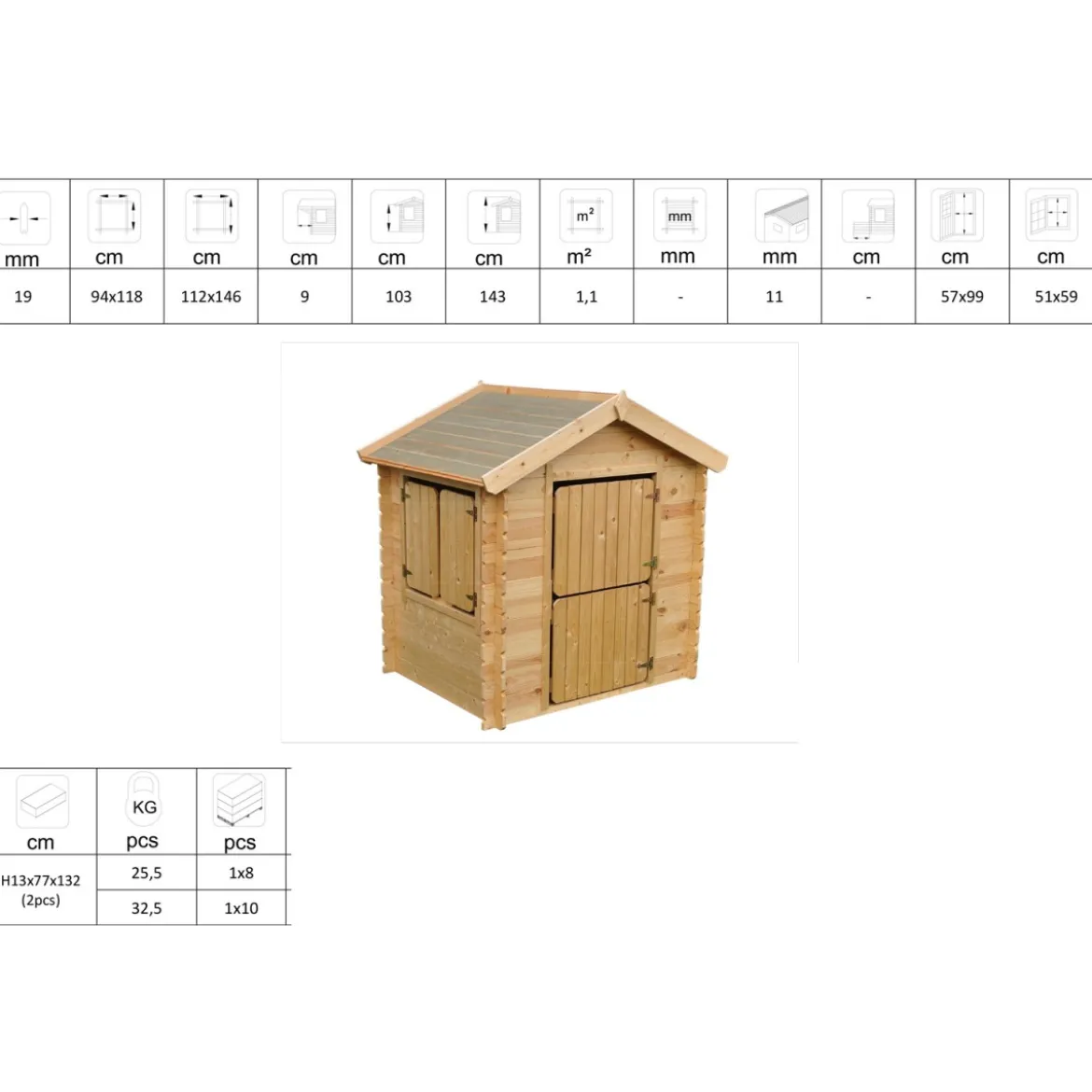 Casetta per Bambini Timbela in Pannelli di Legno per Gioco all'Aperto