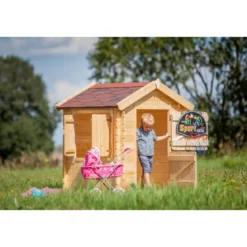 Casetta per Bambini Timbela in Pannelli di Legno per Gioco all'Aperto
