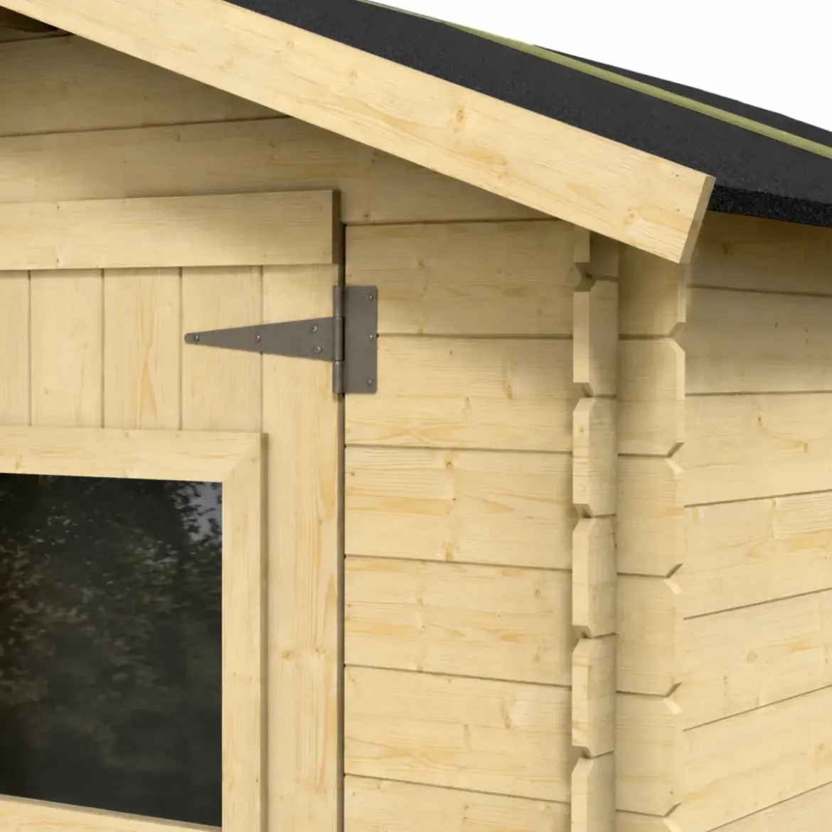 Casetta per Giardino Legno Naturale Block House 146x146 cm Tetto OSB3