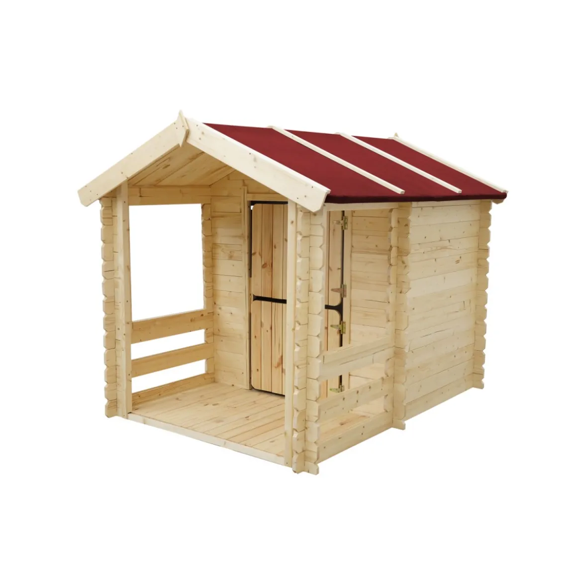 Casetta Timbela per Bambini in Legno con Veranda da Esterno e Giardino