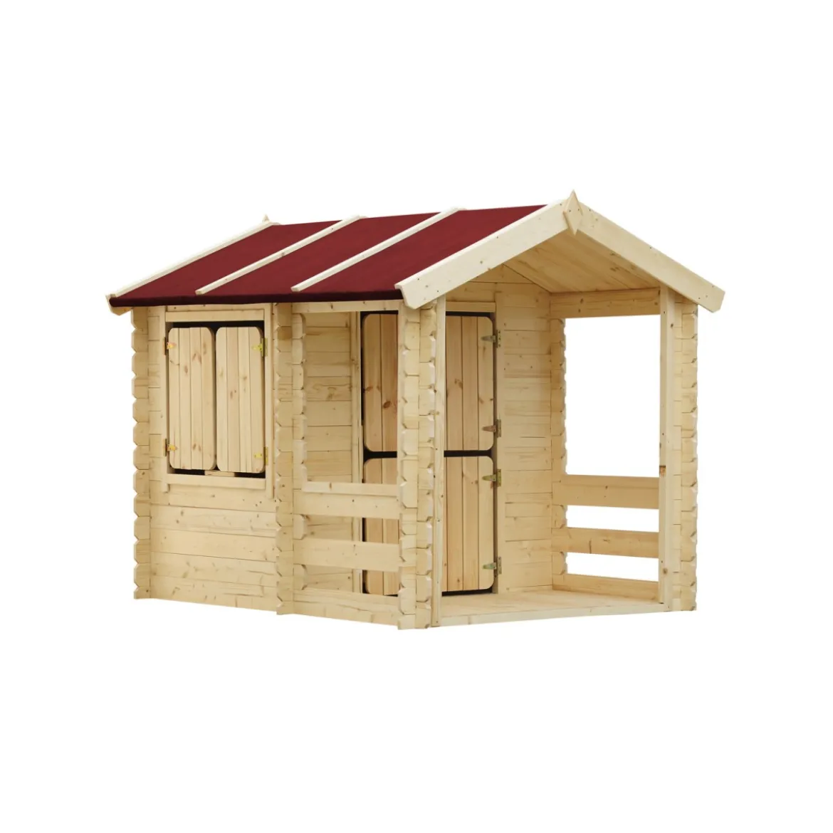 Casetta Timbela per Bambini in Legno con Veranda da Esterno e Giardino