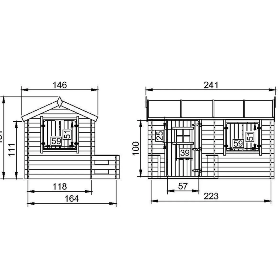 Casetta Timbela per Bambini in Legno Grande con Finestre da Giardino