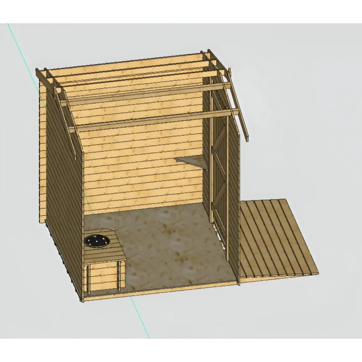 Casetta WC a Secco Legno Abete Persone con Mobilità Ridotta 210x221 cm