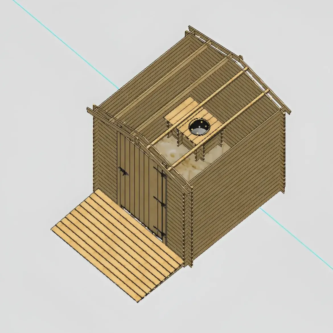 Casetta WC a Secco Legno Abete Persone con Mobilità Ridotta 210x221 cm