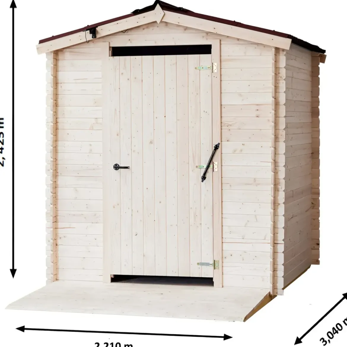 Casetta WC a Secco Legno Abete Persone con Mobilità Ridotta 210x221 cm