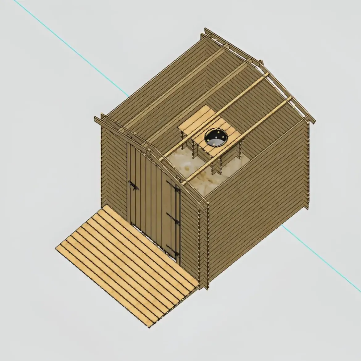 Casetta WC a Secco Legno Abete Persone con Mobilità Ridotta 210x221 cm