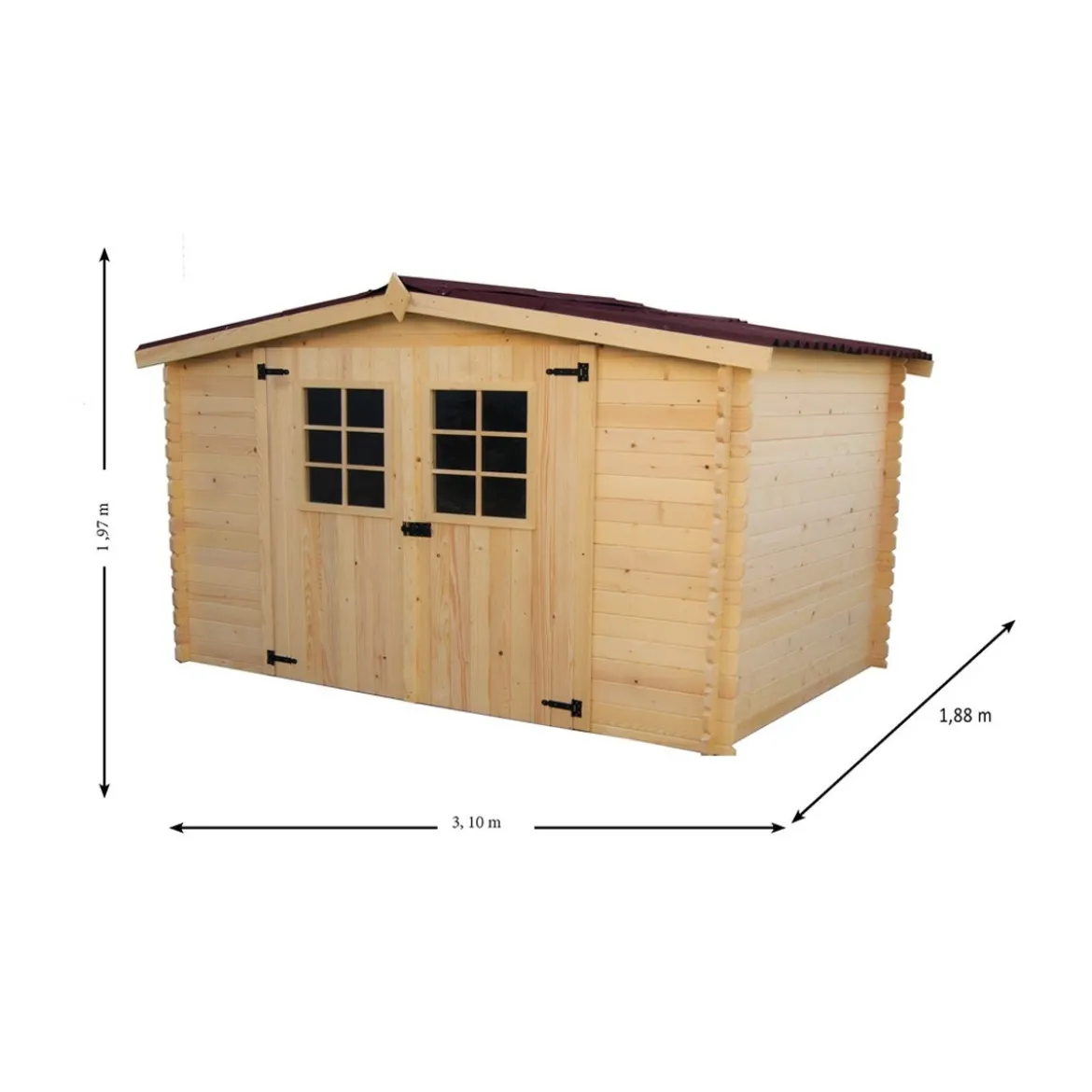 Casetta 3x1.85 in Legno 20 mm Block House da Giardino Porta Attrezzi Rimessa