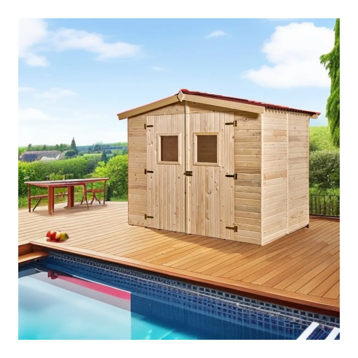 Casetta 2.4x1.6 in Legno Pannelli 16 mm con Pavimento Interno Attrezzi Giardino