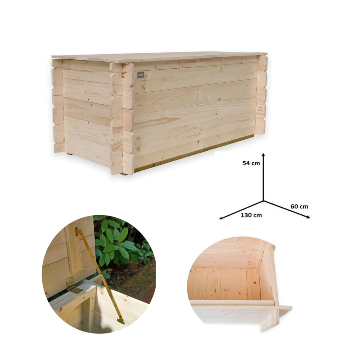 Cassapanca Baule in Legno 130 cm Contenitore Multiuso con Coperchio