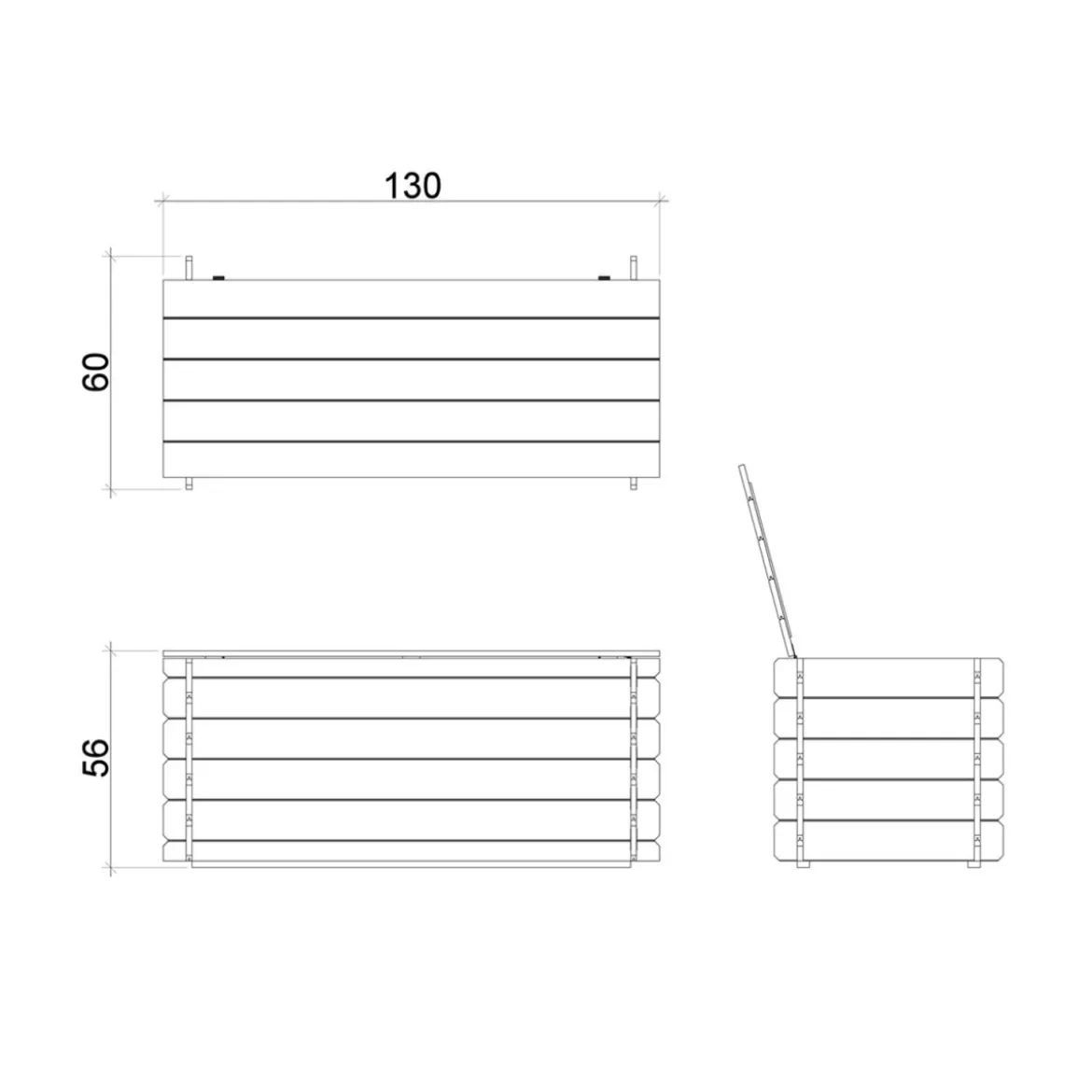 Cassapanca Baule in Legno 130 cm Contenitore Multiuso con Coperchio