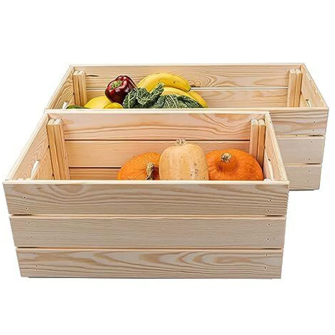 Cassetta Frutta e Verdura Scatola in Legno Organizzatore Impilabile