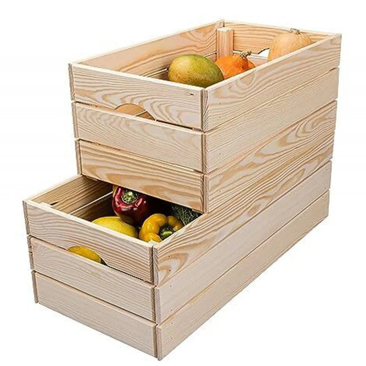 Cassetta Frutta e Verdura Scatola in Legno Organizzatore Impilabile
