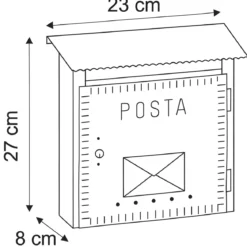 Cassetta Postale Ferro Battuto 23x8x27 cm Nero da Parete per Esterni