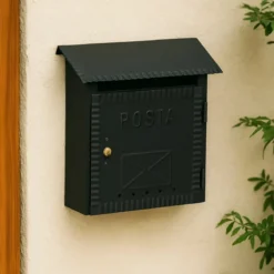 Cassetta Postale Ferro Battuto 23x8x27 cm Nero da Parete per Esterni