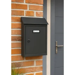 Cassetta Postale in Acciaio Antracite con Tetto Apribile per Esterno