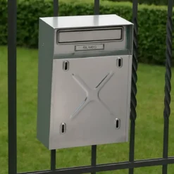 Cassetta Postale in Acciaio Inox da Esterno per Recinzioni Tetto Fisso