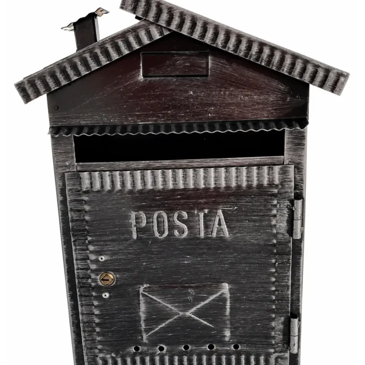 Cassetta Postale in Ferro Battuto Nero da Esterno Modello Casetta