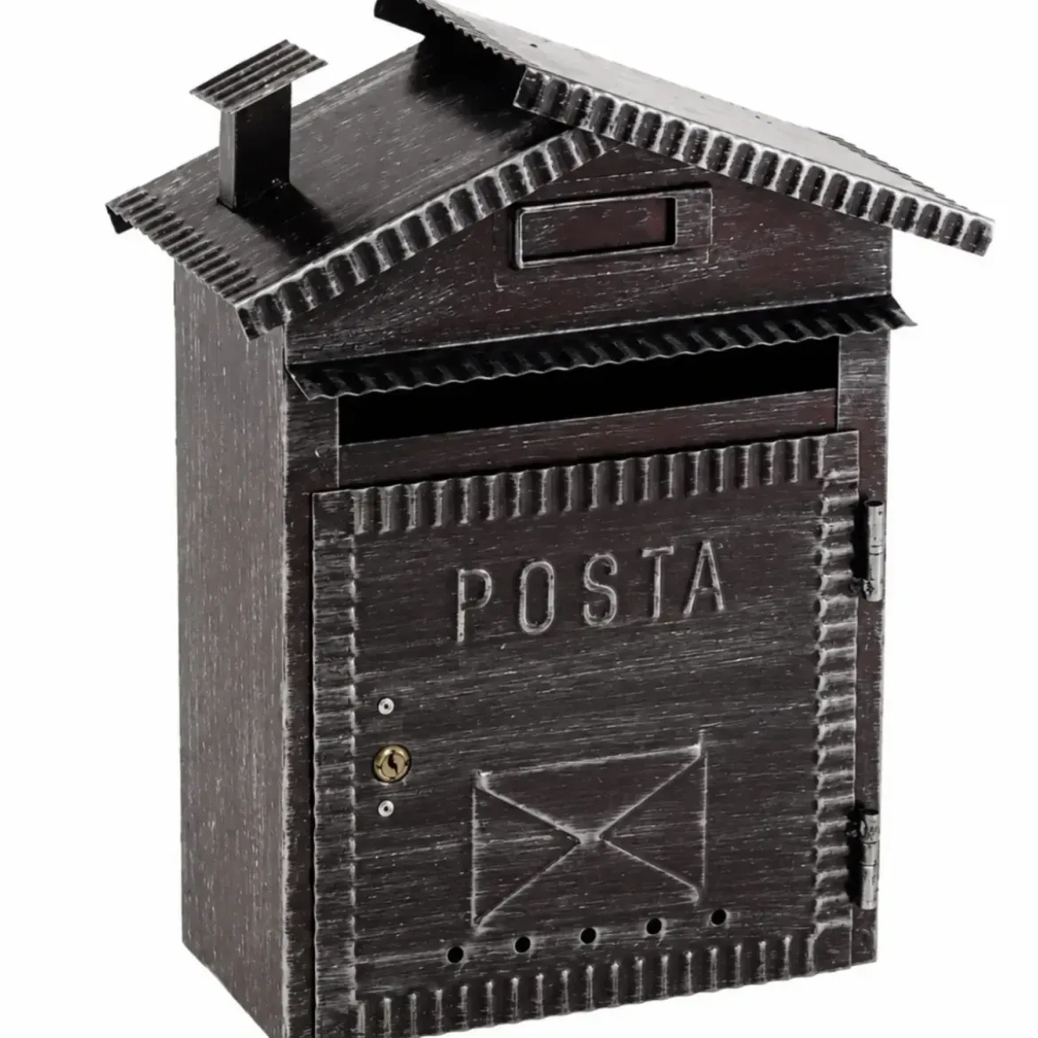 Cassetta Postale in Ferro Battuto Nero da Esterno Modello Casetta