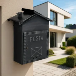 Cassetta Postale in Ferro Battuto Nero per Esterni con Retro Apertura