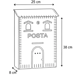 Cassetta Postale per Esterno in Ferro Battuto Nero Rame per Riviste