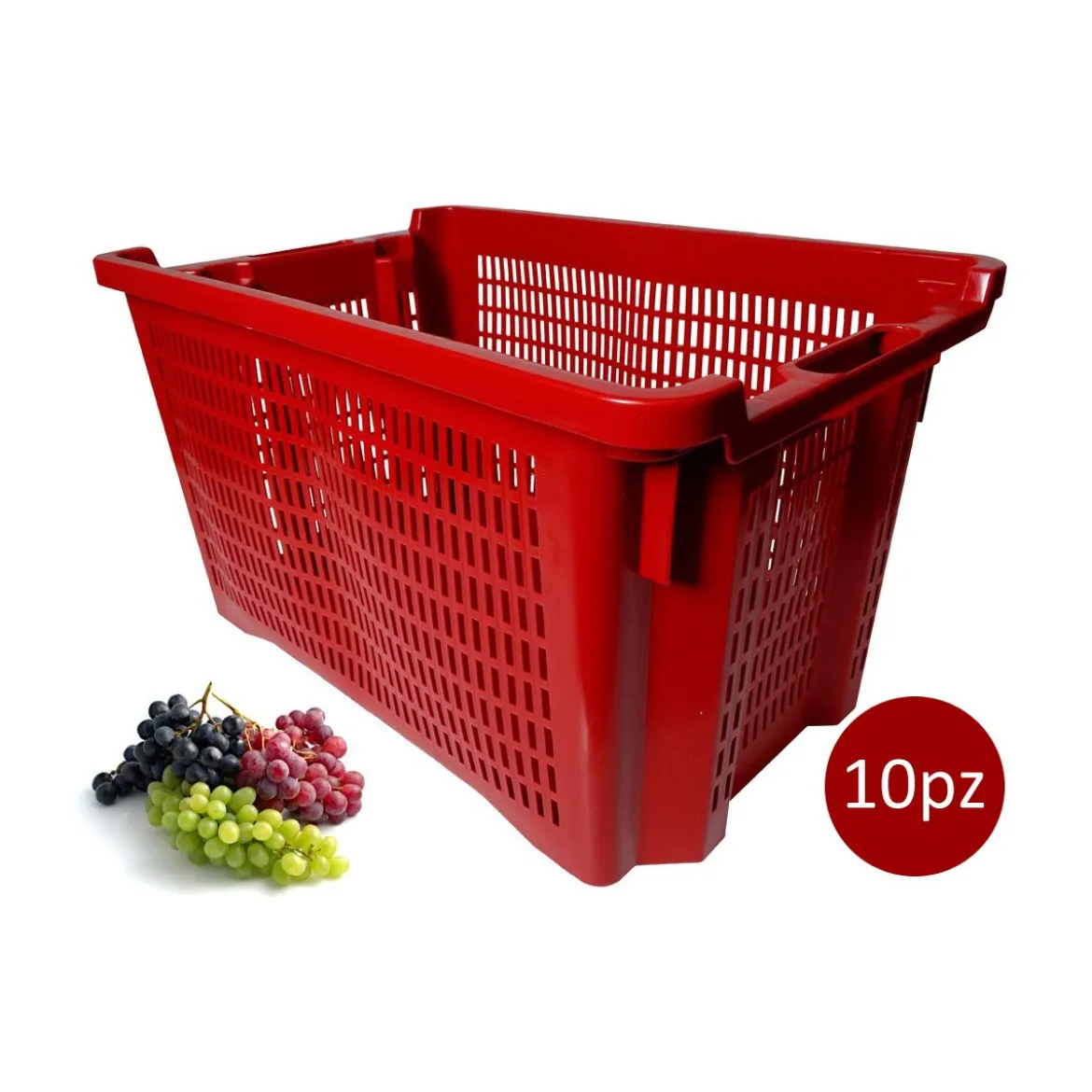 10 Cassette Raccolta Uva 40 Litri Fondo Chiuso per Vendemmia Cesta Multiuso Impilabile