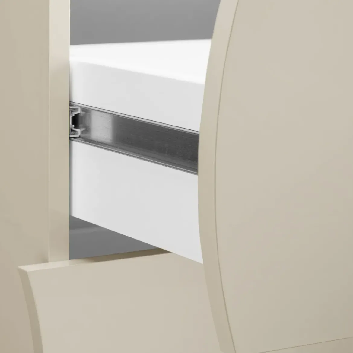 Cassettiera 4 Cassetti Madia in Legno Beige Cachemire Camera Ingresso