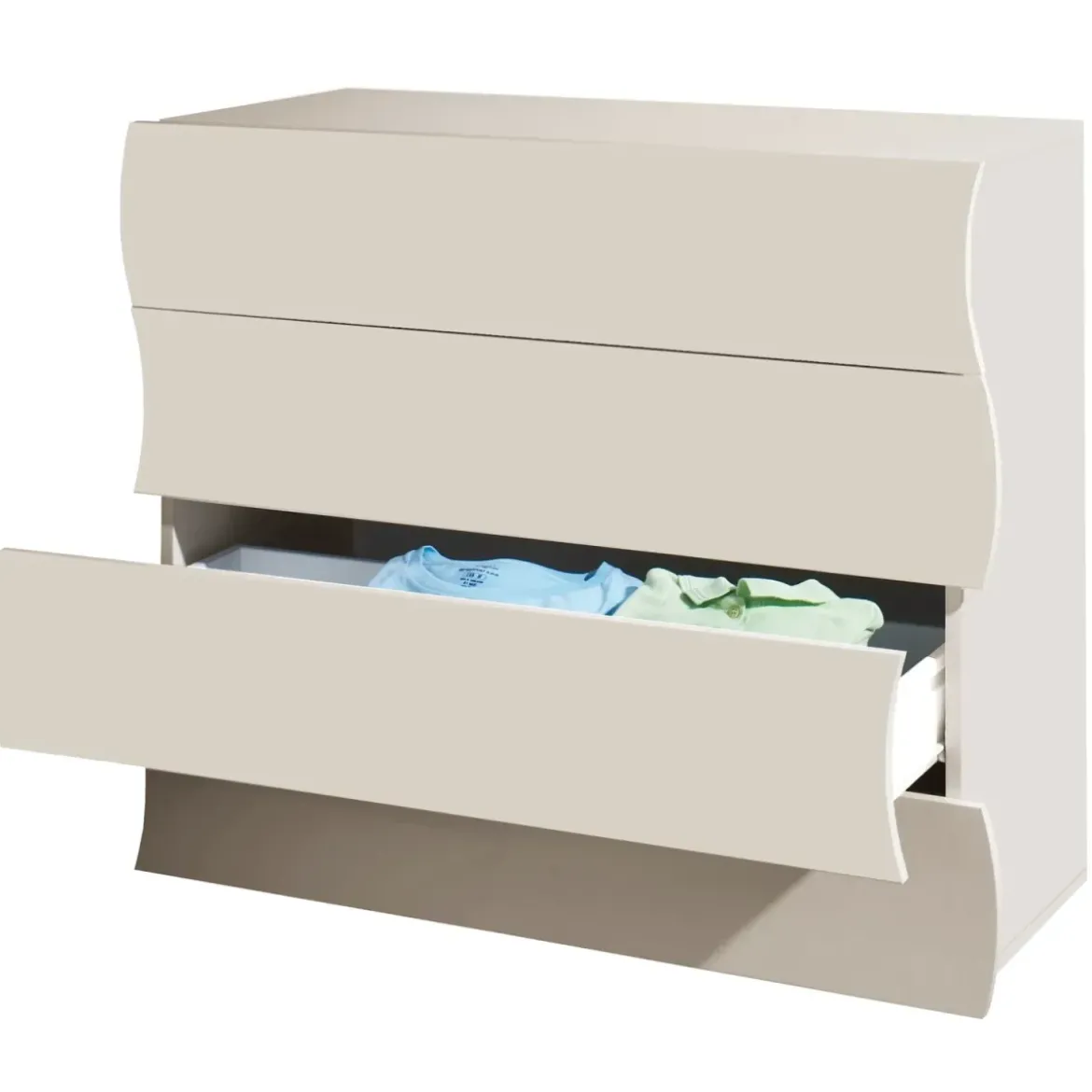 Cassettiera 4 Cassetti Madia in Legno Beige Cachemire Camera Ingresso