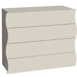 Cassettiera 4 Cassetti Madia in Legno Beige Cachemire Camera Ingresso
