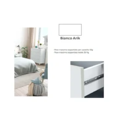 Cassettiera Como Bianco 4 Cassetti Cassettone Camera Letto Cameretta Settimino
