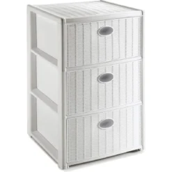 Cassettiera con 3 Cassetti Mobile Bianco in Plastica con Ruote da Interno