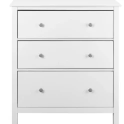 Cassettiera Credenza da Cucina 3 Cassetti in Legno Bianco Moderna