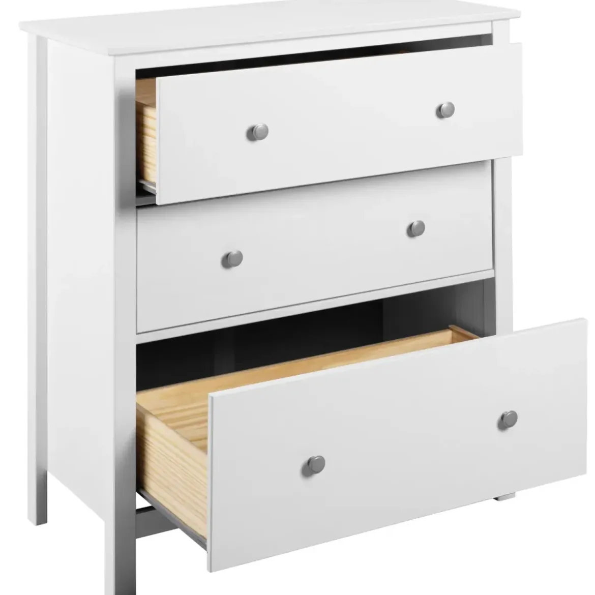 Cassettiera Credenza da Cucina 3 Cassetti in Legno Bianco Moderna