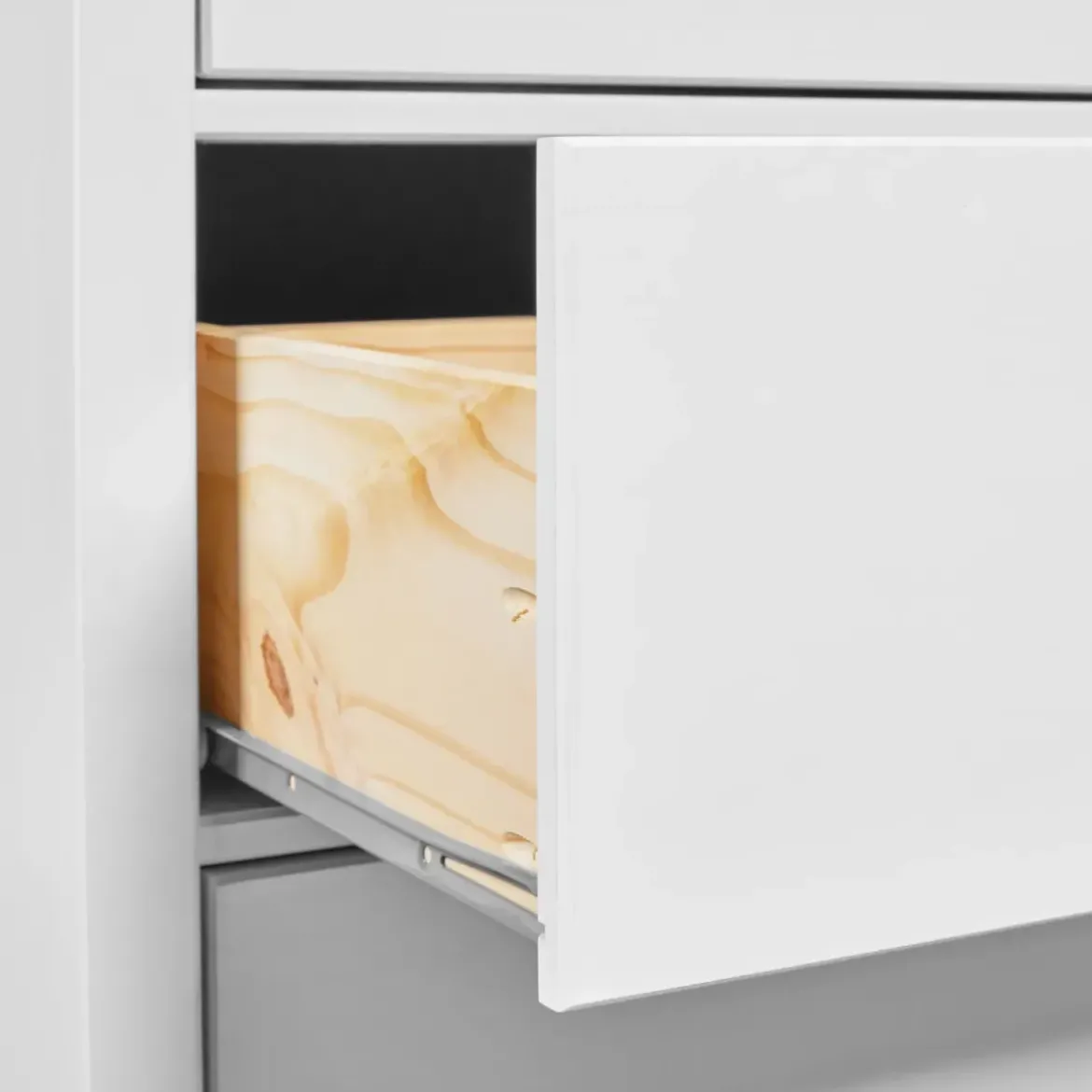 Cassettiera Credenza da Cucina 4 Cassetti in Legno Bianco Moderna