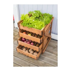 Cassettiera da Esterno Frutta Verdura in Legno 4 Cassetti Giardino Terrazzo Orto