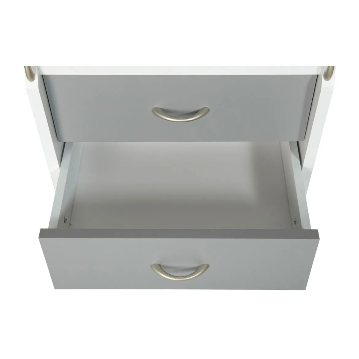 Cassettiera da Scrivania 4 Cassetti Bianco Grigio Ruote Scrivania